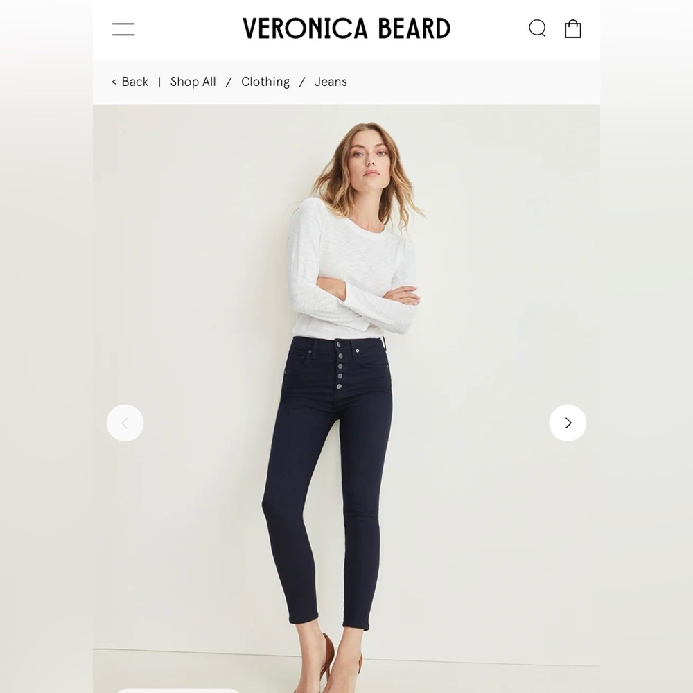 Veronica Beard High Rise Dark Blue Jeans Debbie 10” skinny size 24
